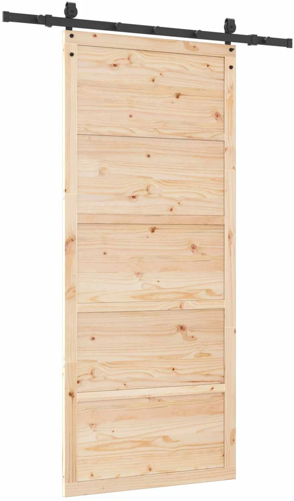 Slankios durys 80 x 208 cm Pušies medienos masyvas Natūrali