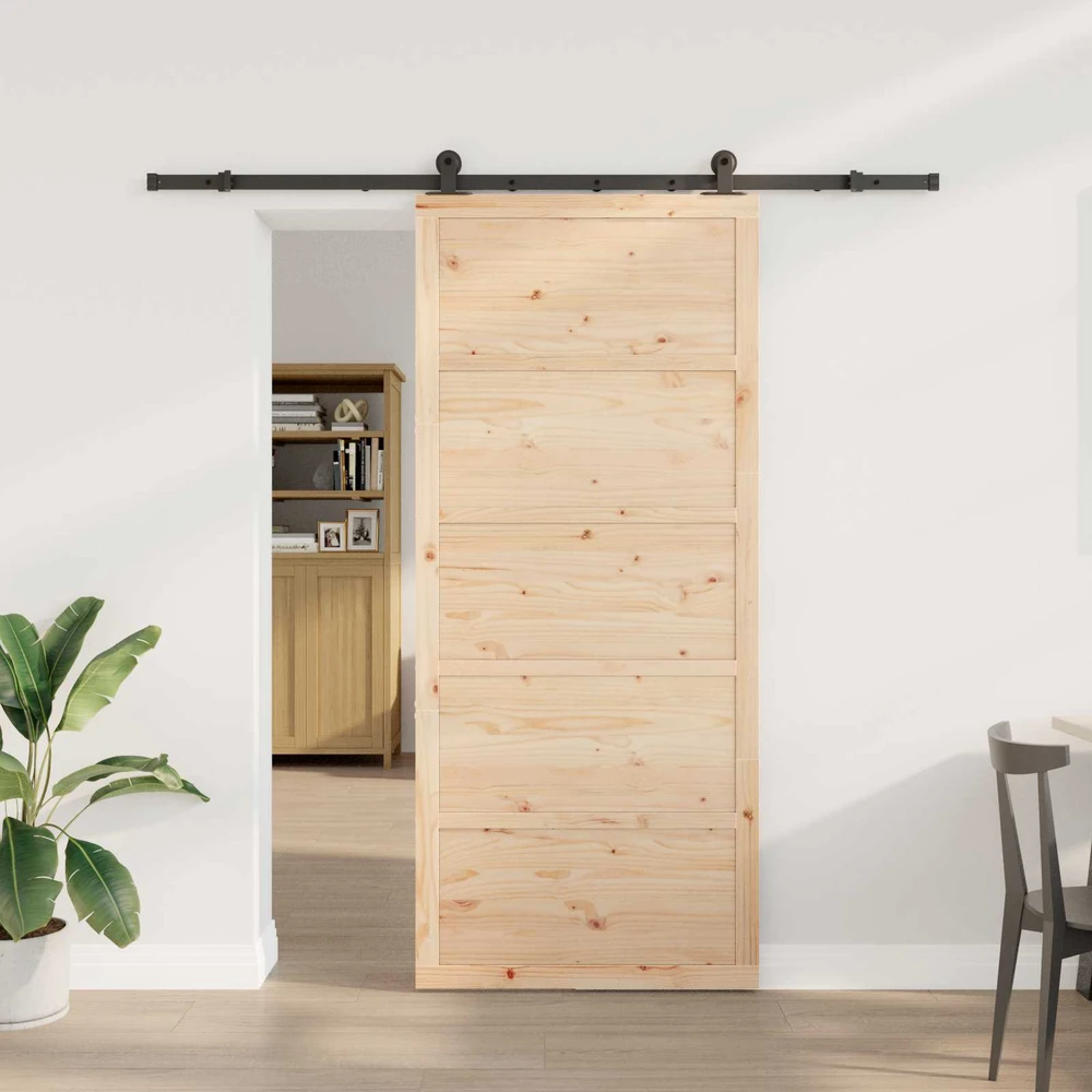 Slankios durys 80 x 208 cm Pušies medienos masyvas Natūrali