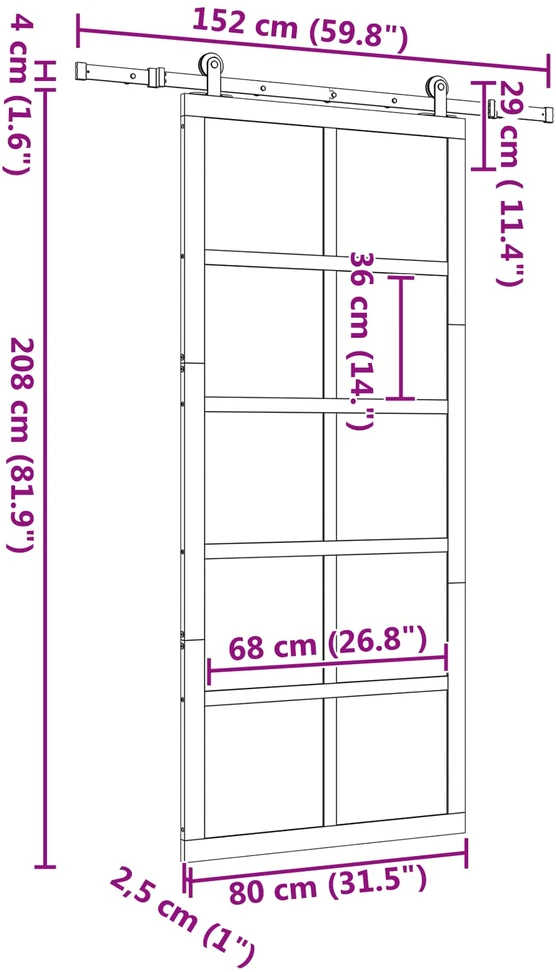 Slankios durys 80 x 208 cm Pušies medienos masyvas Natūrali