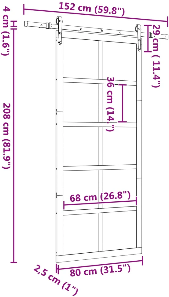 Slankios durys 80 x 208 cm Pušies medienos masyvas Natūrali