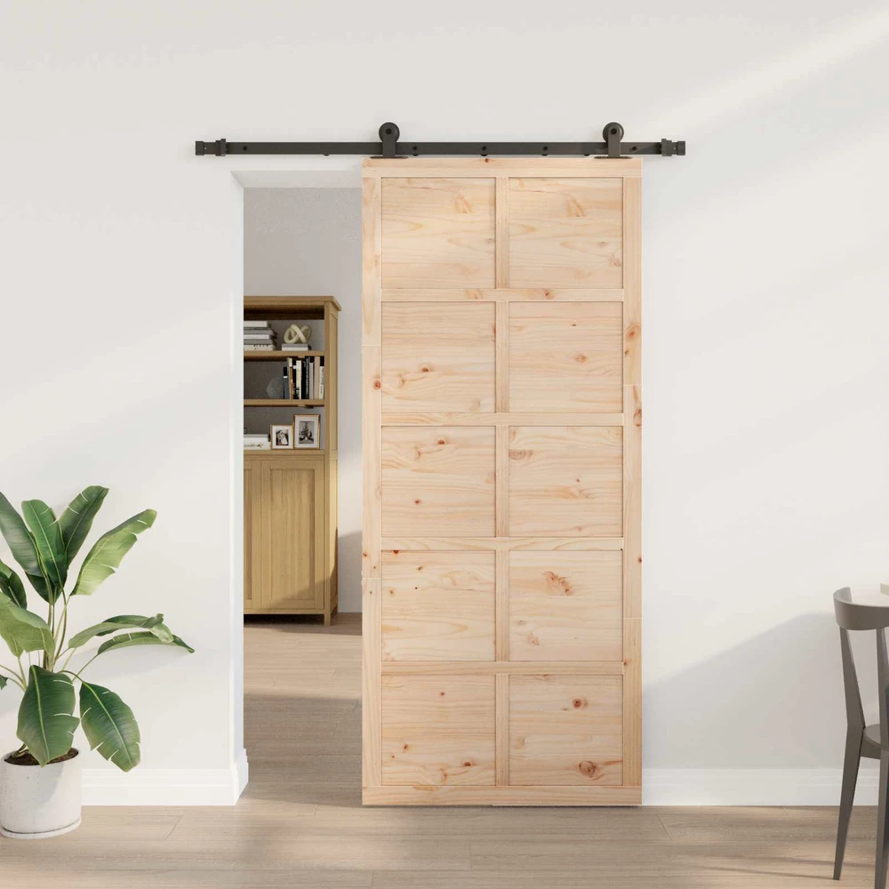 Slankios durys 80 x 208 cm Pušies medienos masyvas Natūrali