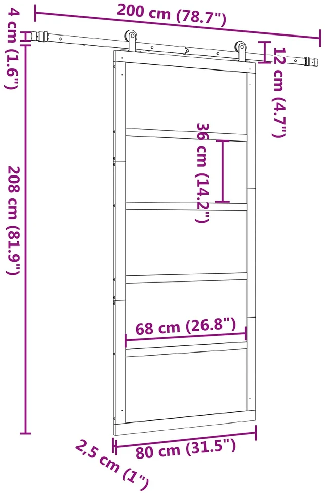 Slankios durys 80 x 208 cm Pušies medienos masyvas Natūrali