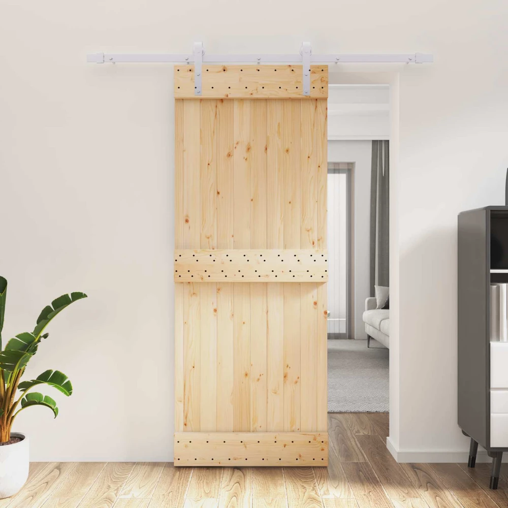 Slankios durys 80 x 210 cm Natūrali ir Balta