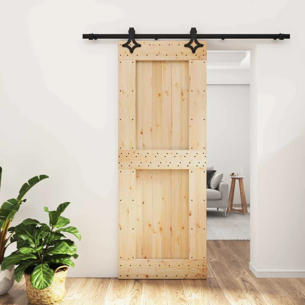 Slankios durys 80 x 210 cm Natūrali ir juoda