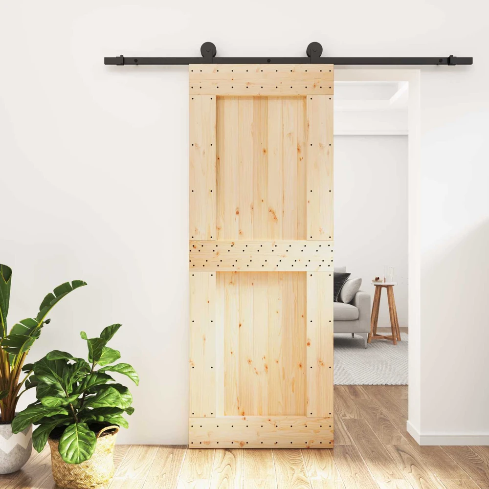 Slankios durys 80 x 210 cm Natūrali ir juoda