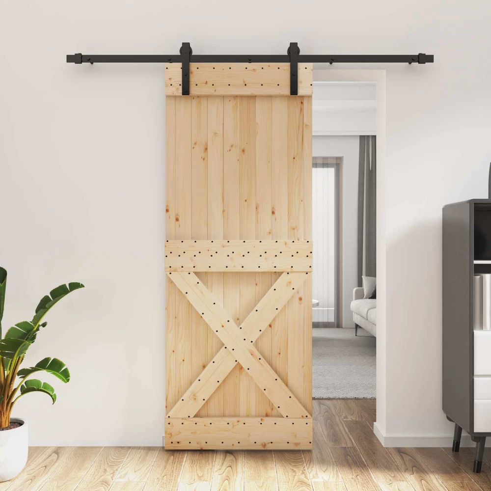 Slankios durys 80 x 210 cm Natūrali ir juoda
