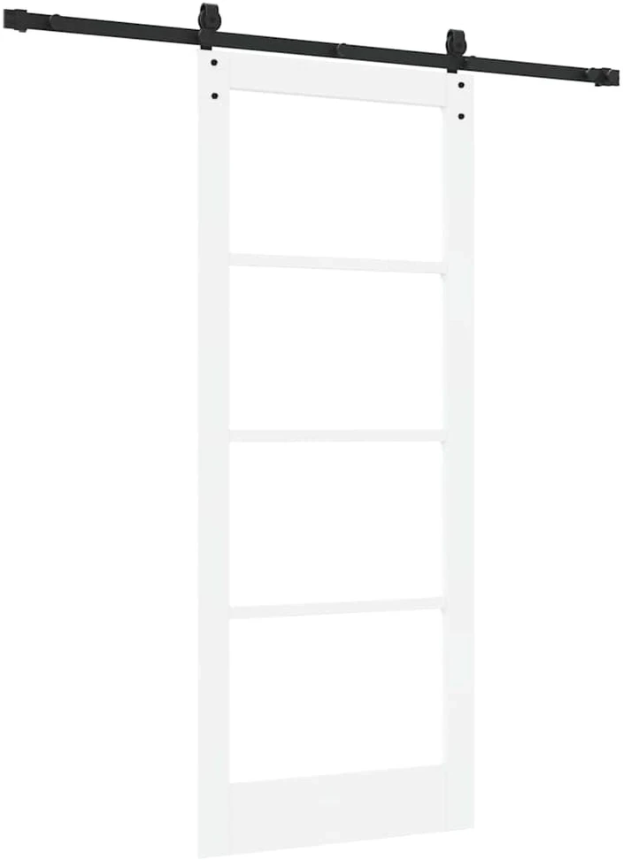 Slankios durys 83 x 202 cm Tvirtos pušies mediena ir stiklas