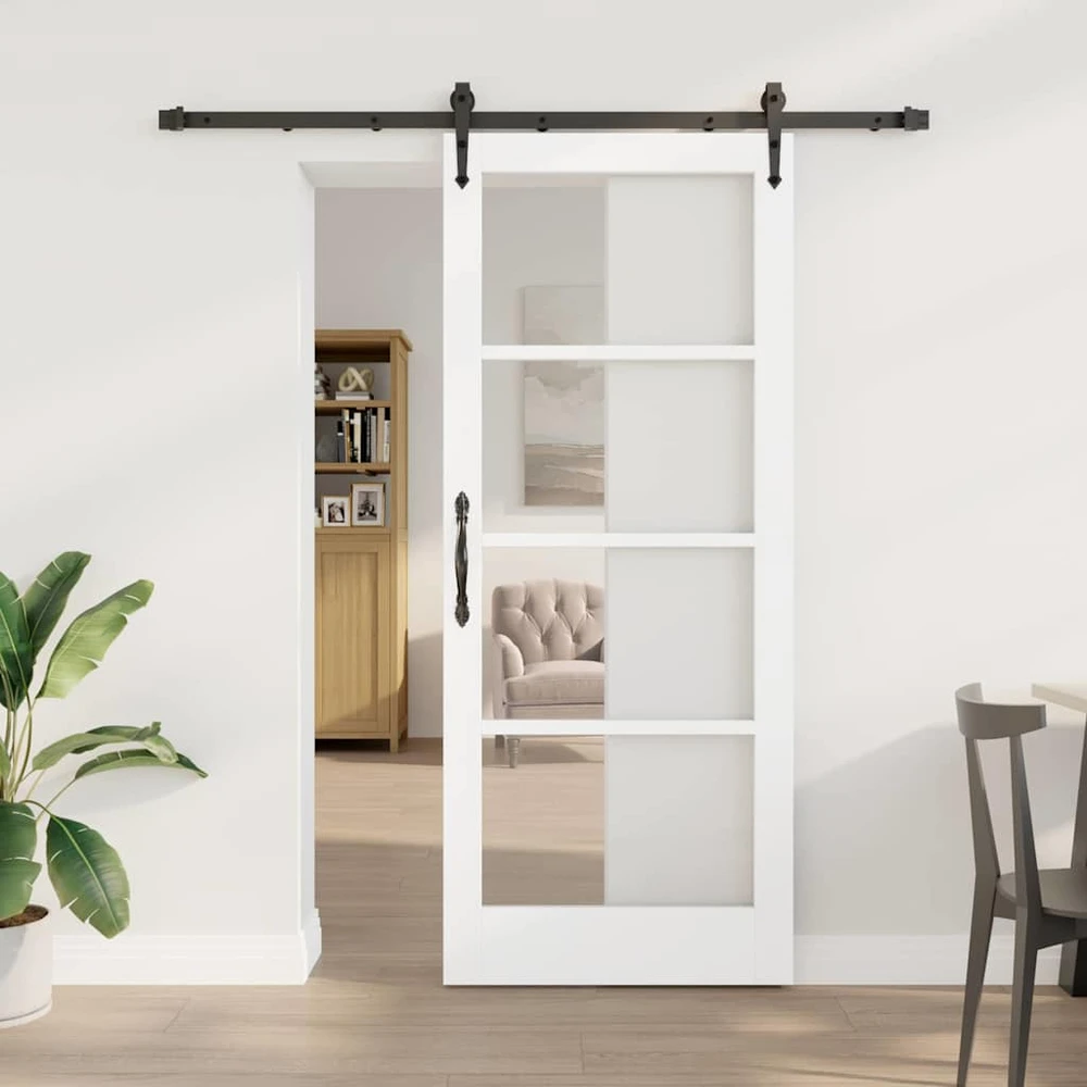 Slankios durys 83 x 202 cm Tvirtos pušies mediena ir stiklas