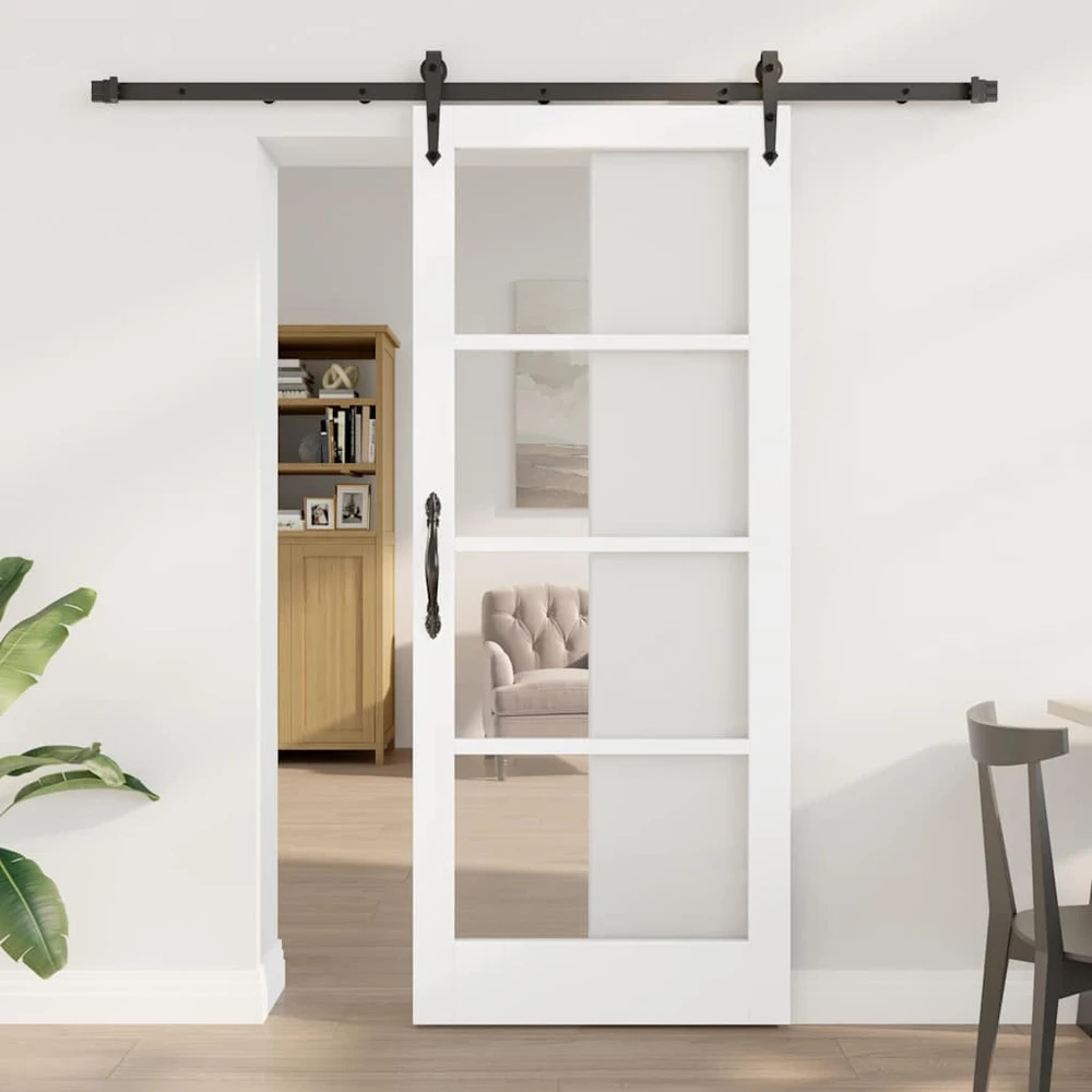 Slankios durys 83 x 202 cm Tvirtos pušies mediena ir stiklas
