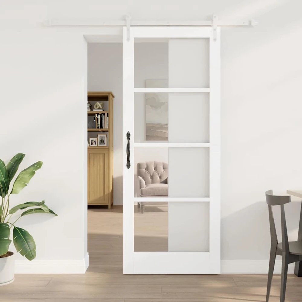Slankios durys 83 x 211 cm Tvirtos pušies mediena ir stiklas