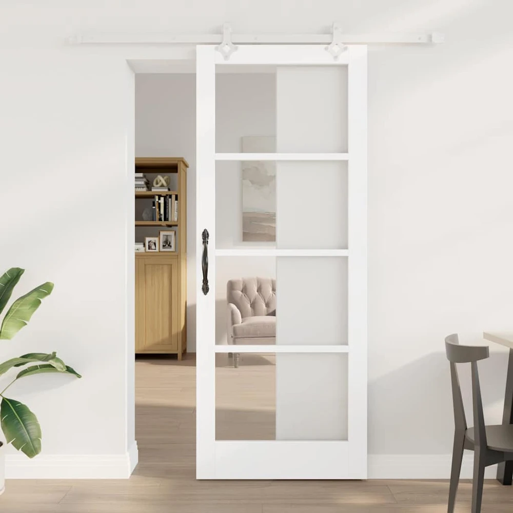 Slankios durys 83 x 211 cm Tvirtos pušies mediena ir stiklas