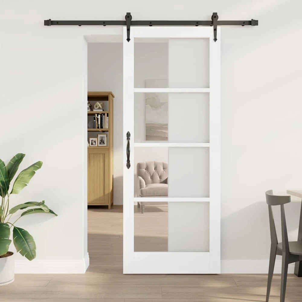 Slankios durys 83 x 211 cm Tvirtos pušies mediena ir stiklas