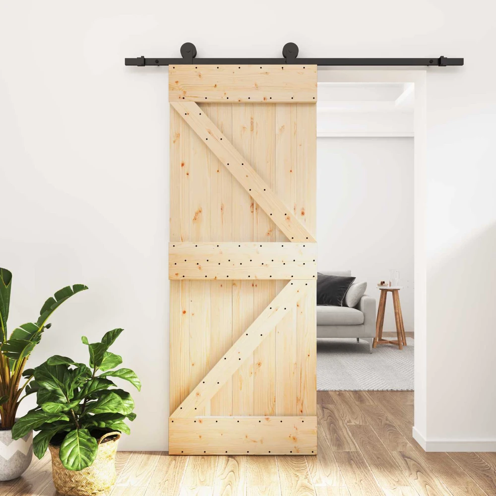 Slankios durys 85 x 210 cm Natūrali ir juoda