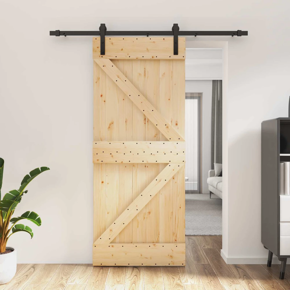 Slankios durys 85 x 210 cm Natūrali ir juoda