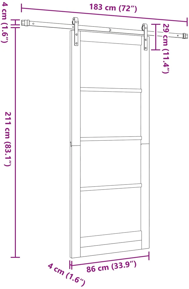 Slankios durys 86 x 211 cm Pušies medienos masyvas
