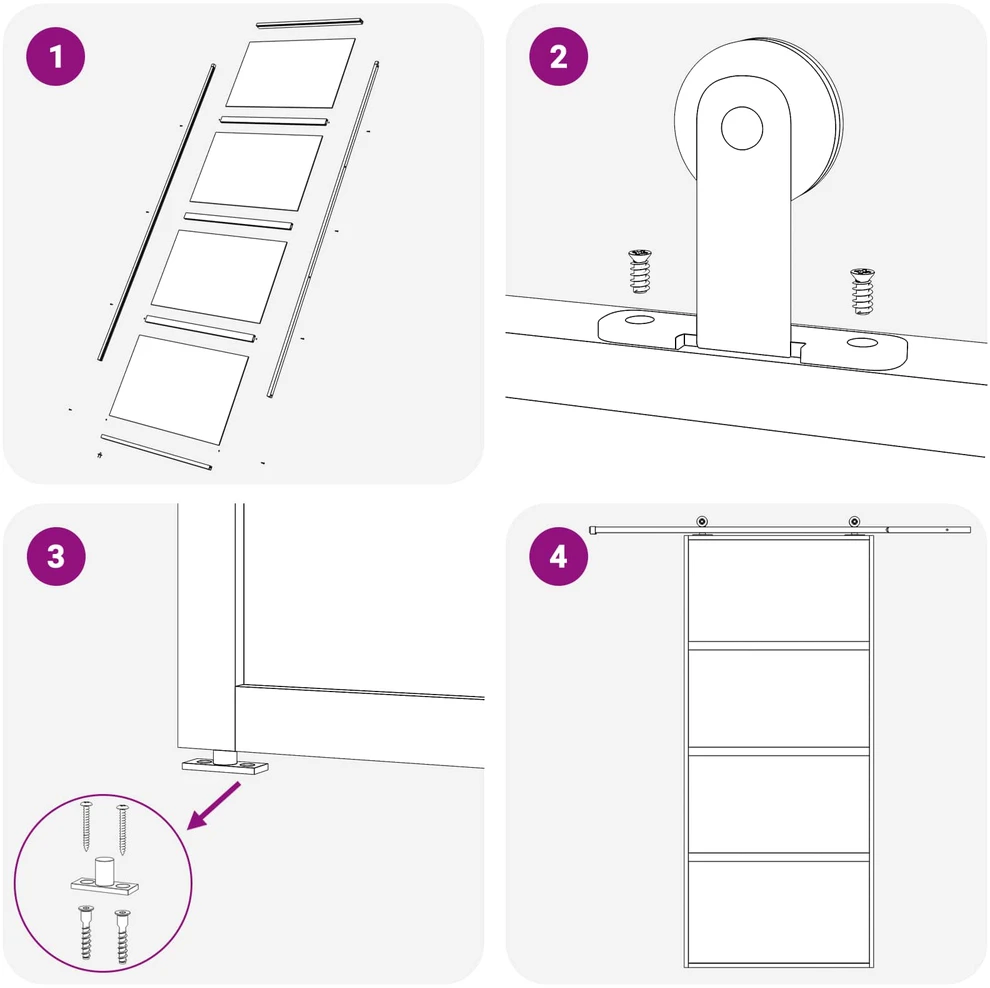 Slankios durys 90 x 205 cm Grūdintas stiklas ir aliuminis