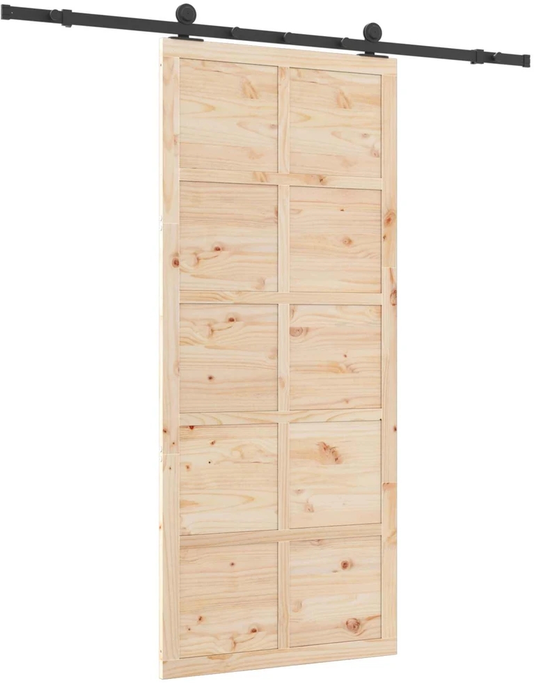 Slankios durys 90 x 208 cm Pušies medienos masyvas Natūrali