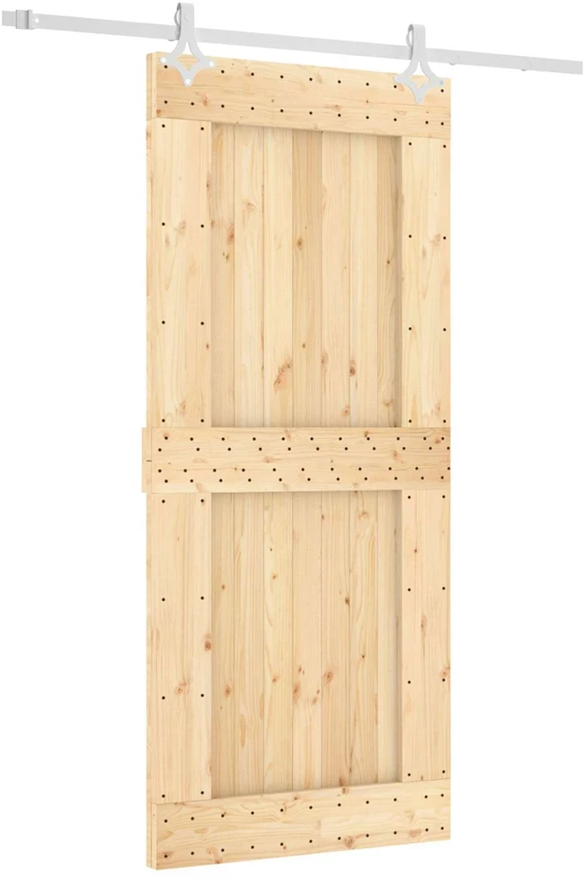 Slankios durys 90 x 210 cm Natūrali ir Balta