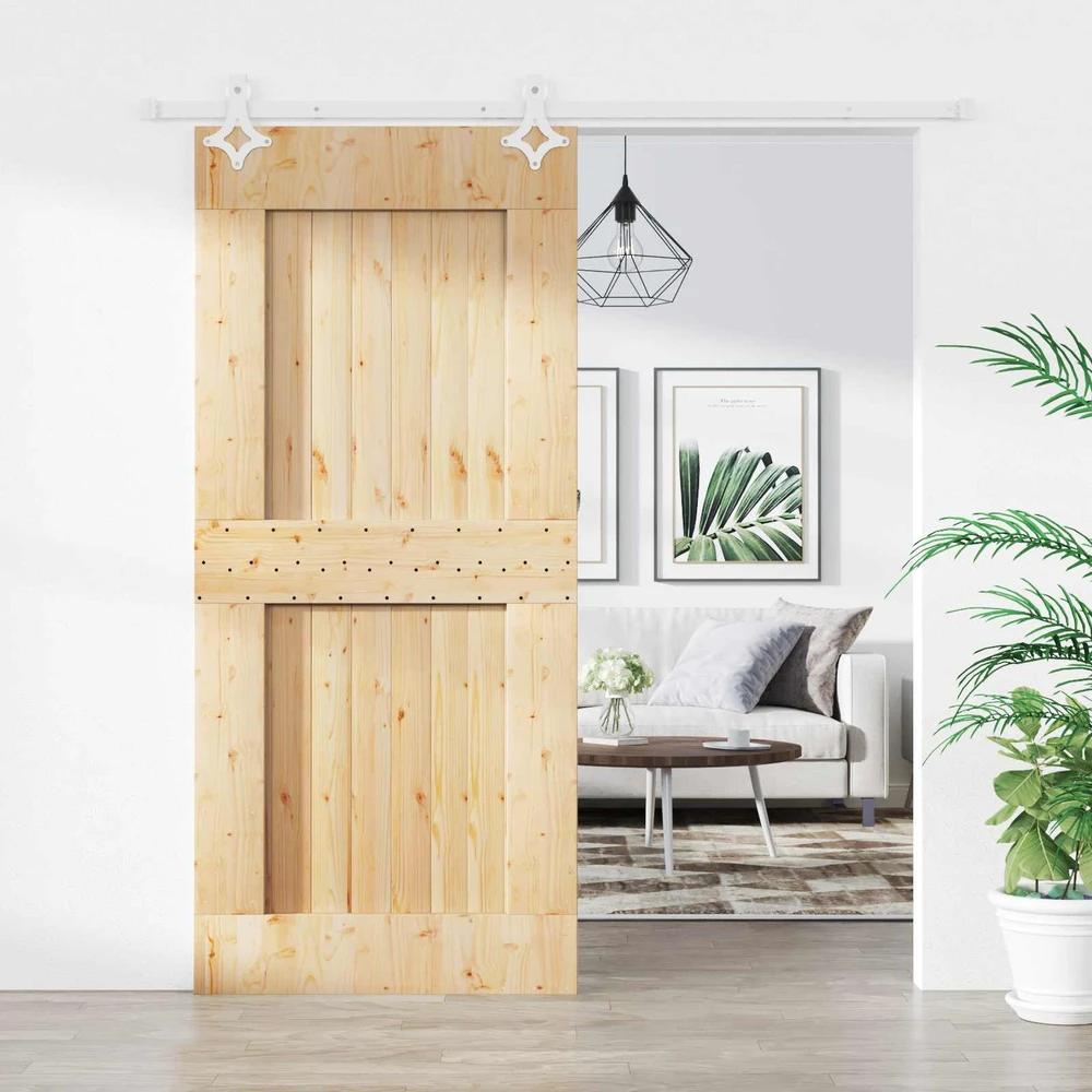 Slankios durys 90 x 210 cm Natūrali ir Balta