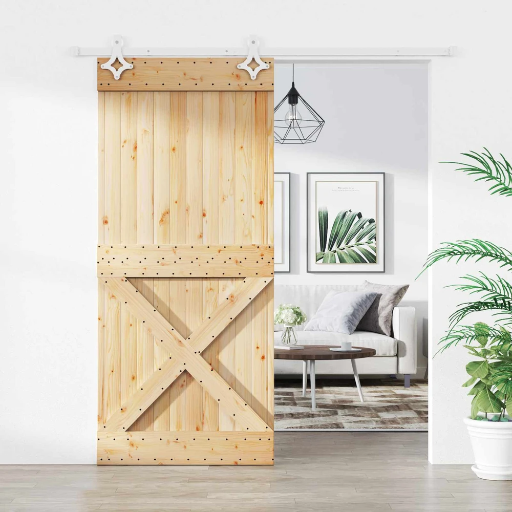 Slankios durys 90 x 210 cm Natūrali ir Balta