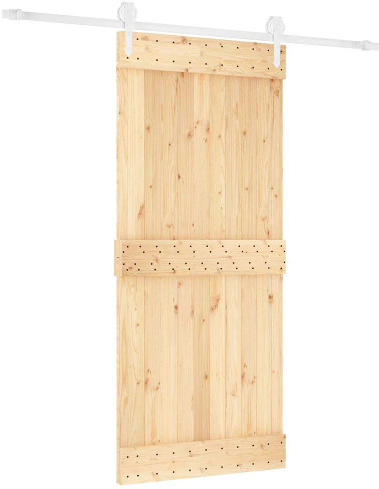 Slankios durys 90 x 210 cm Natūrali ir Balta