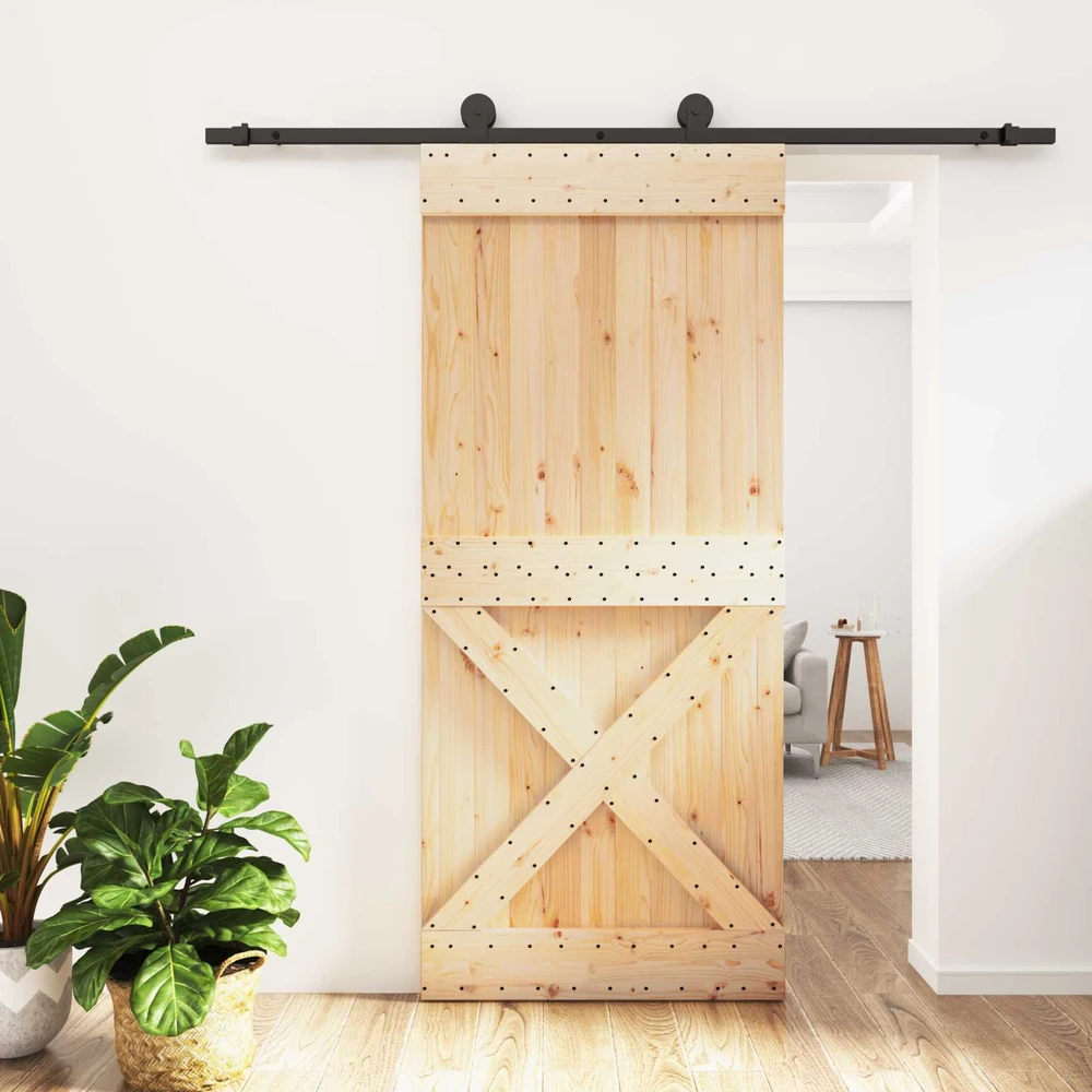 Slankios durys 90 x 210 cm Natūrali ir juoda