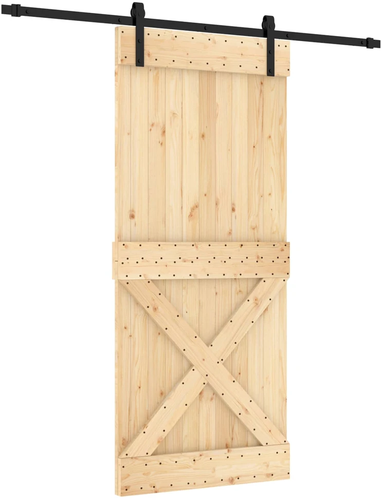 Slankios durys 90 x 210 cm Natūrali ir juoda