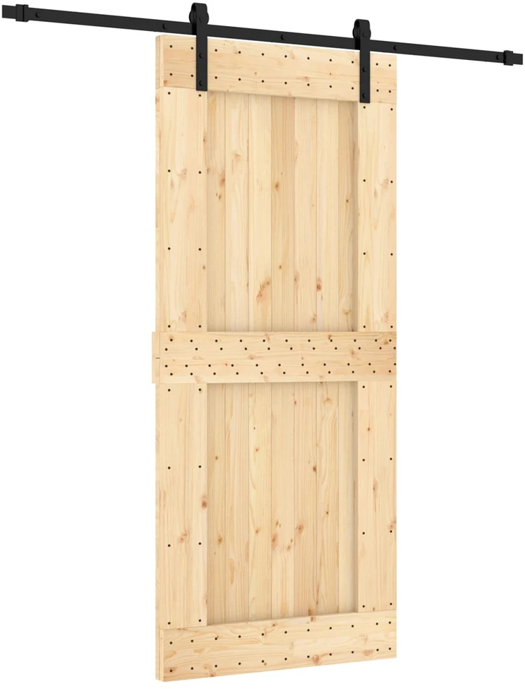 Slankios durys 90 x 210 cm Natūrali ir juoda
