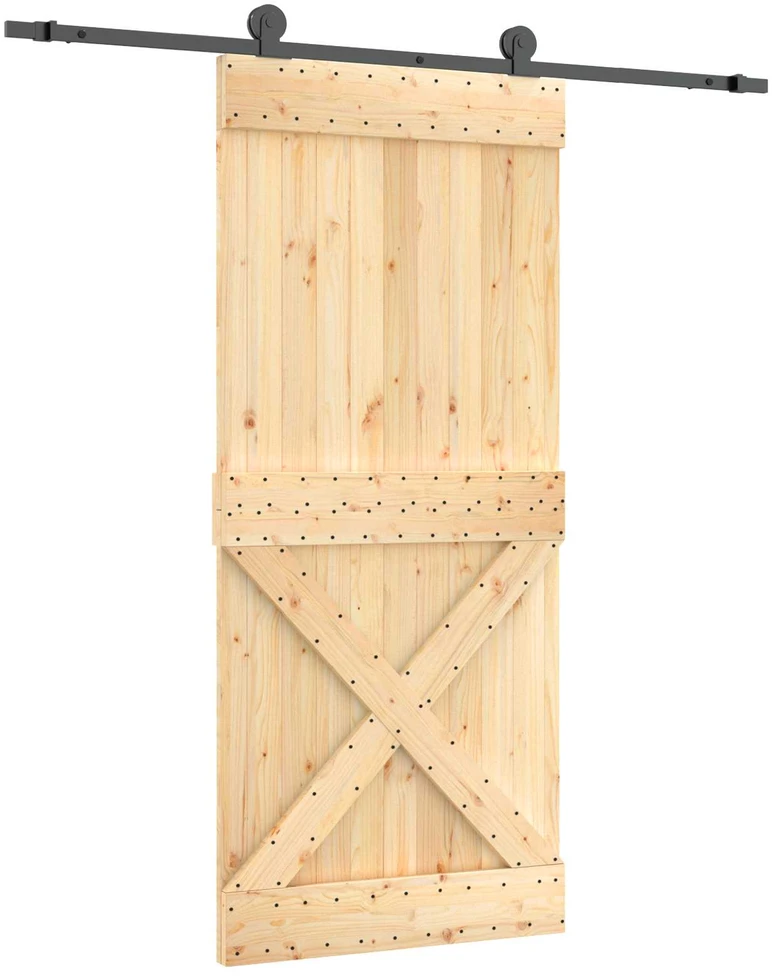 Slankios durys 90 x 210 cm Natūrali ir juoda