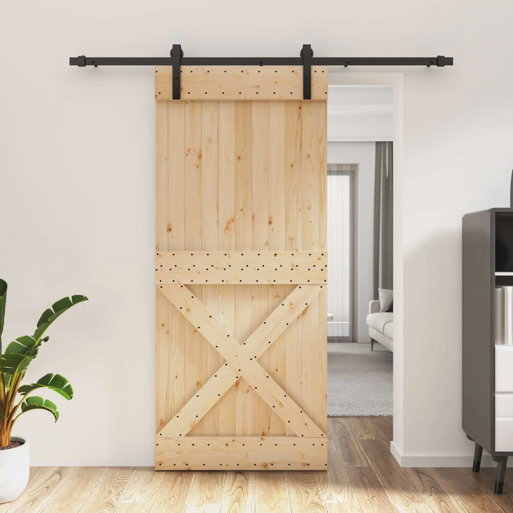 Slankios durys 90 x 210 cm Natūrali ir juoda