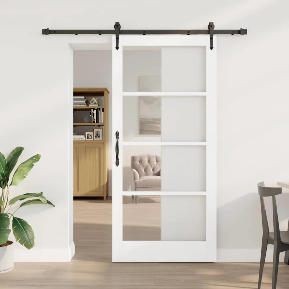Slankios durys 93 x 202 cm Tvirtos pušies mediena ir stiklas
