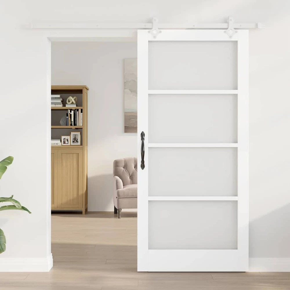 Slankios durys 93 x 202 cm Tvirtos pušies mediena ir stiklas