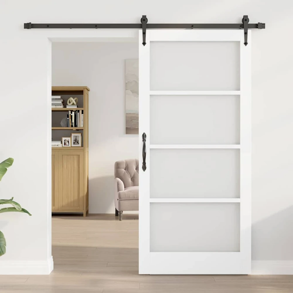 Slankios durys 93 x 202 cm Tvirtos pušies mediena ir stiklas