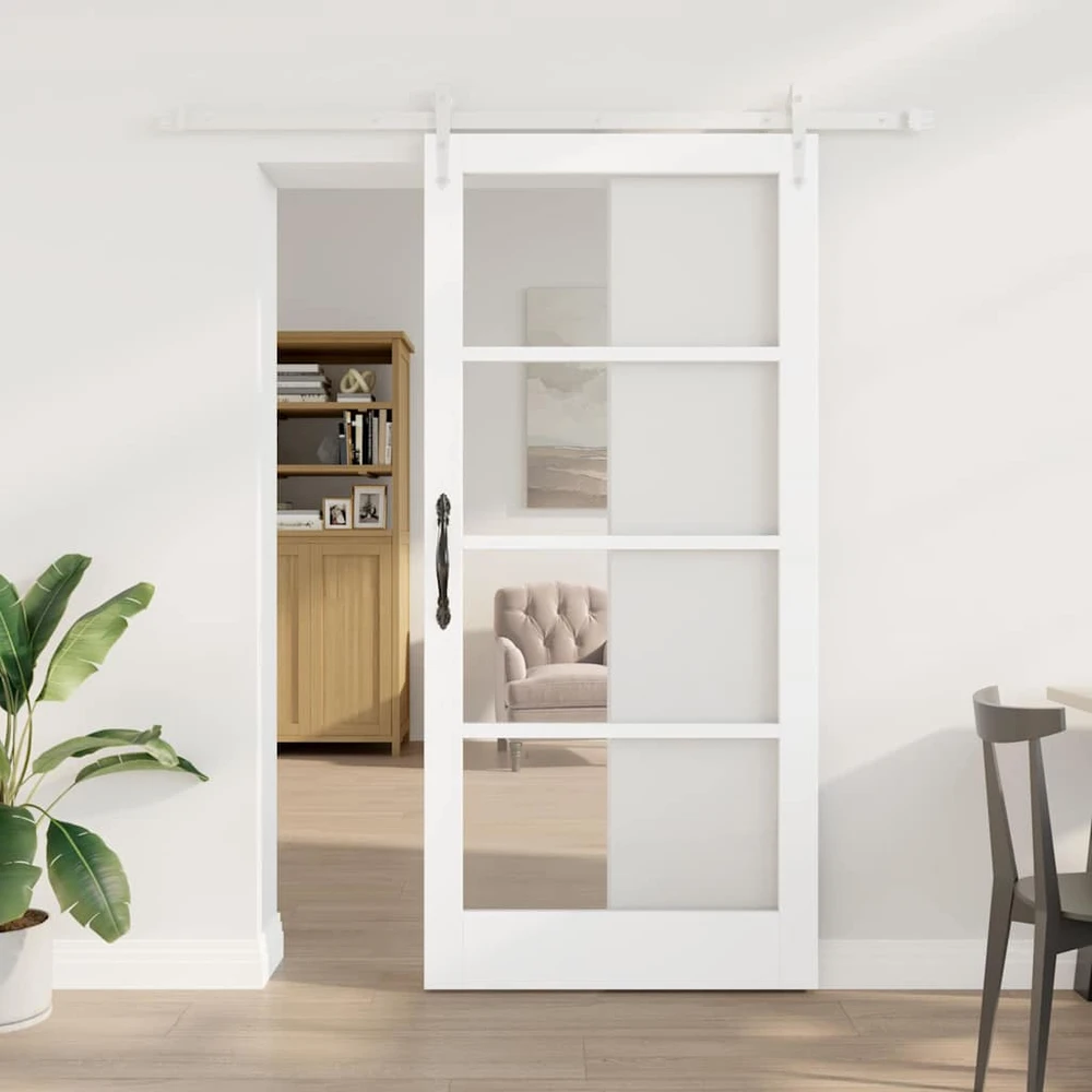 Slankios durys 93 x 202 cm Tvirtos pušies mediena ir stiklas