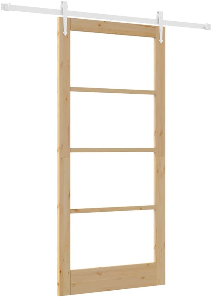 Slankios durys 93 x 202 cm Tvirtos pušies mediena ir stiklas