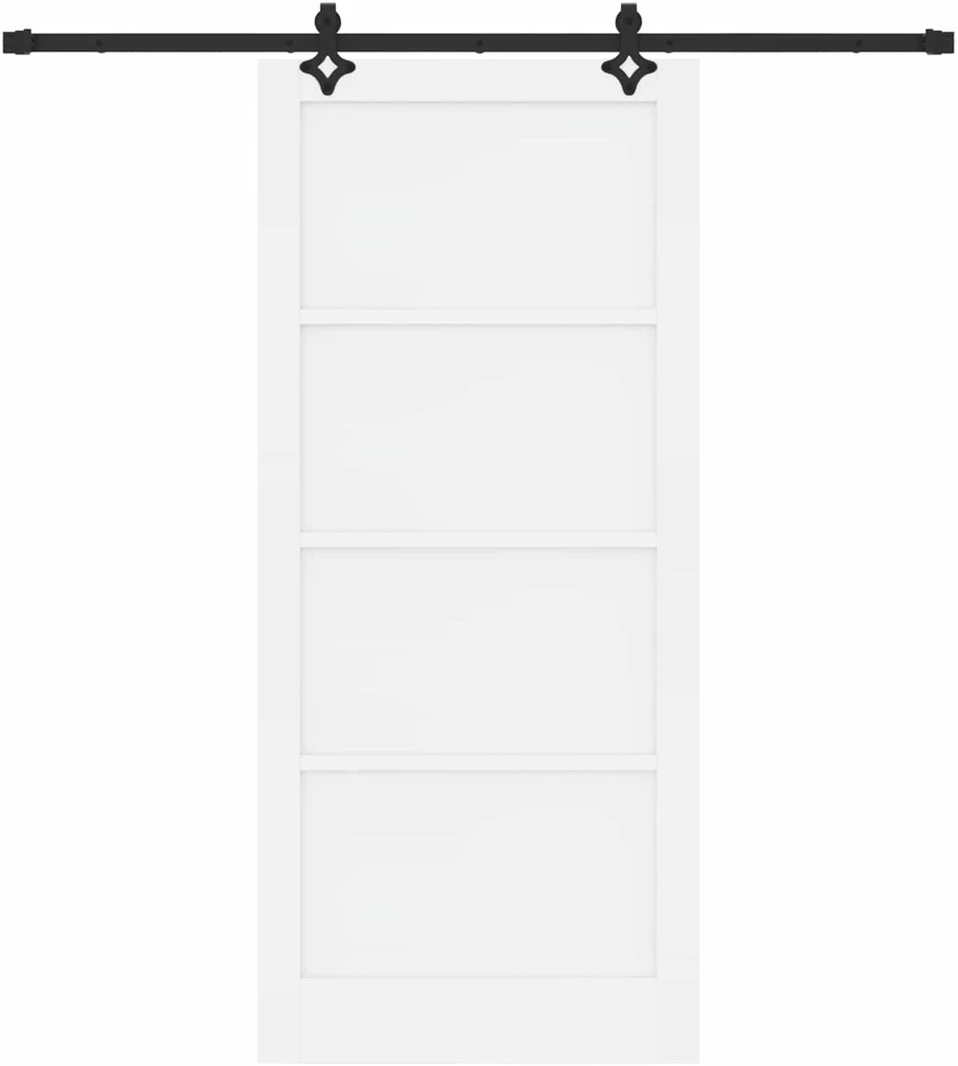 Slankios durys 93 x 211 cm Apdirbta mediena Balta ir juoda