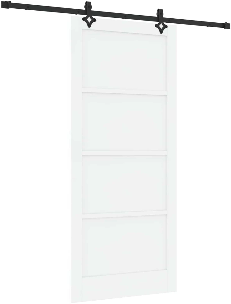 Slankios durys 93 x 211 cm Apdirbta mediena Balta ir juoda