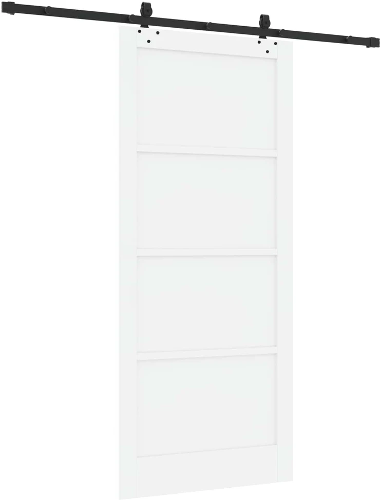 Slankios durys 93 x 211 cm Apdirbta mediena Balta ir juoda