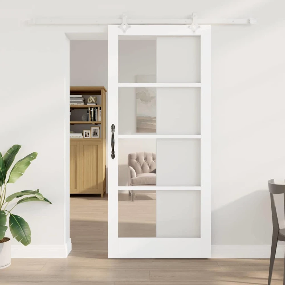 Slankios durys 93 x 211 cm Tvirtos pušies mediena ir stiklas