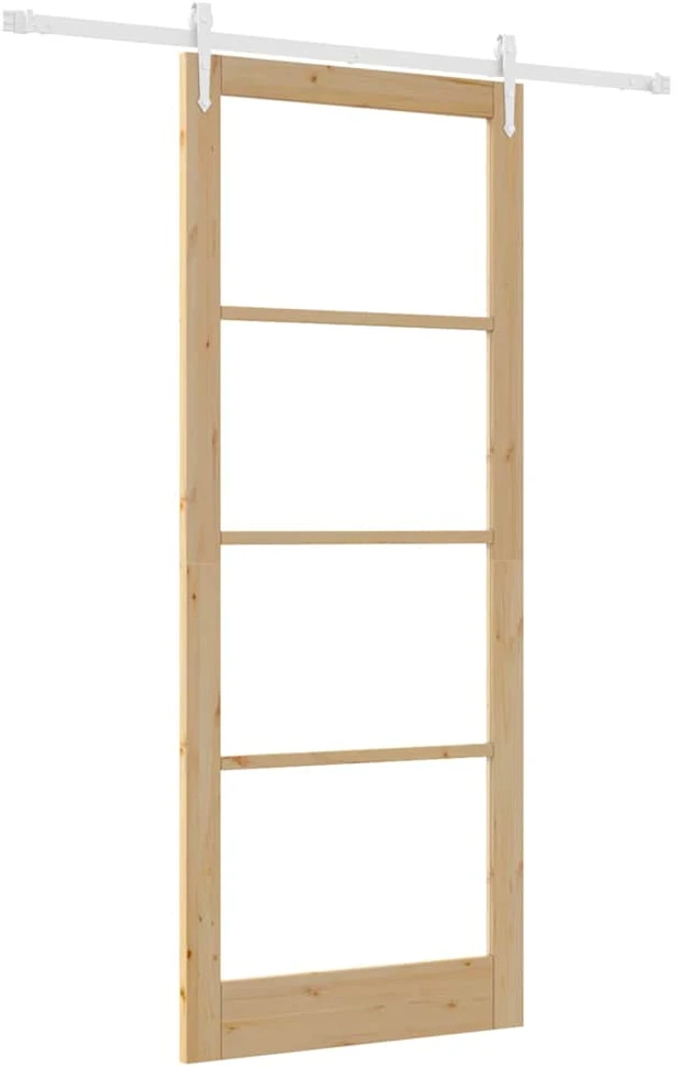 Slankios durys 93 x 232 cm Tvirtos pušies mediena ir stiklas
