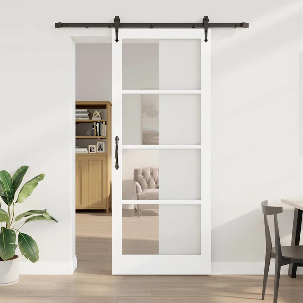 Slankios durys 93 x 232 cm Tvirtos pušies mediena ir stiklas