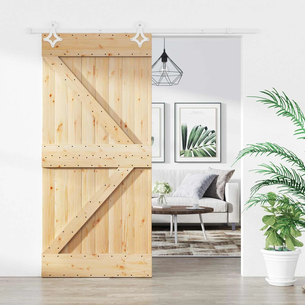 Slankios durys 95 x 210 cm Natūrali ir Balta