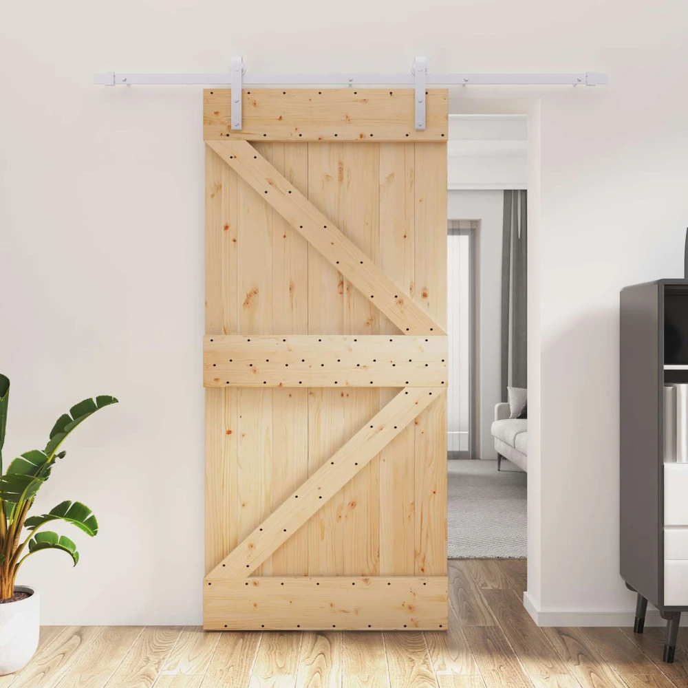Slankios durys 95 x 210 cm Natūrali ir Balta
