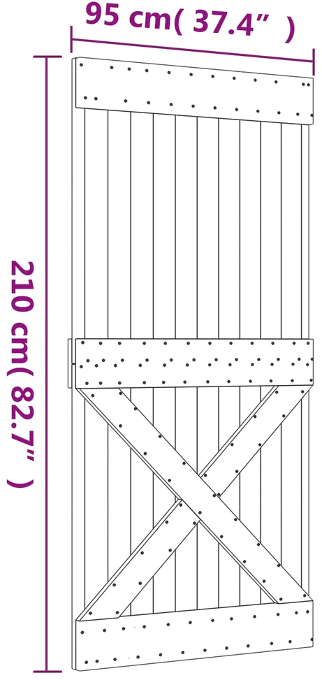 Slankios durys 95 x 210 cm Natūrali ir juoda