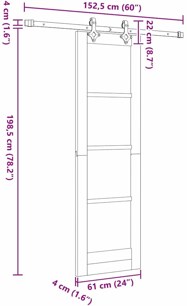 Slankios durys Balta 61 x 198,5 cm