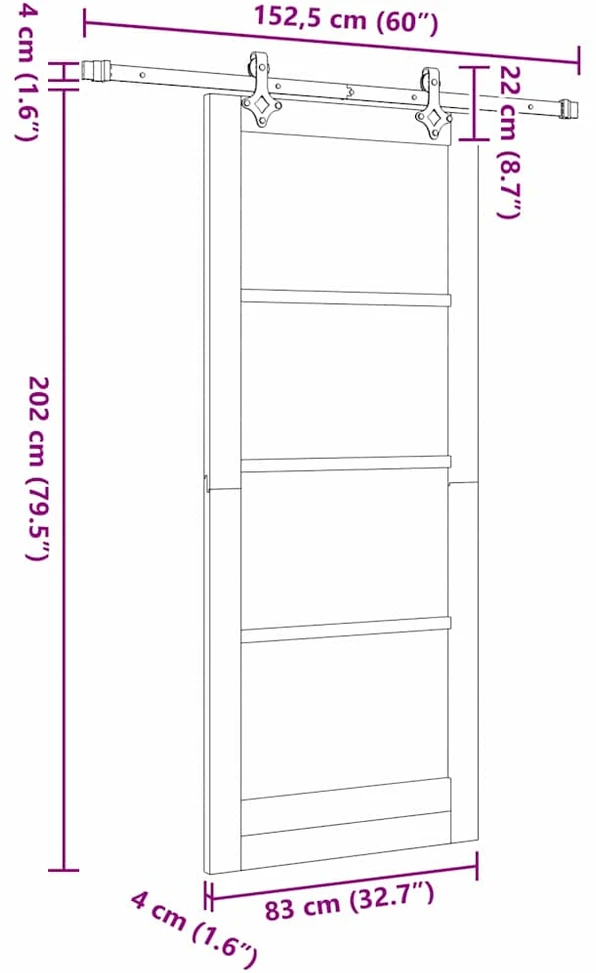 Slankios durys Balta 83 x 202 cm