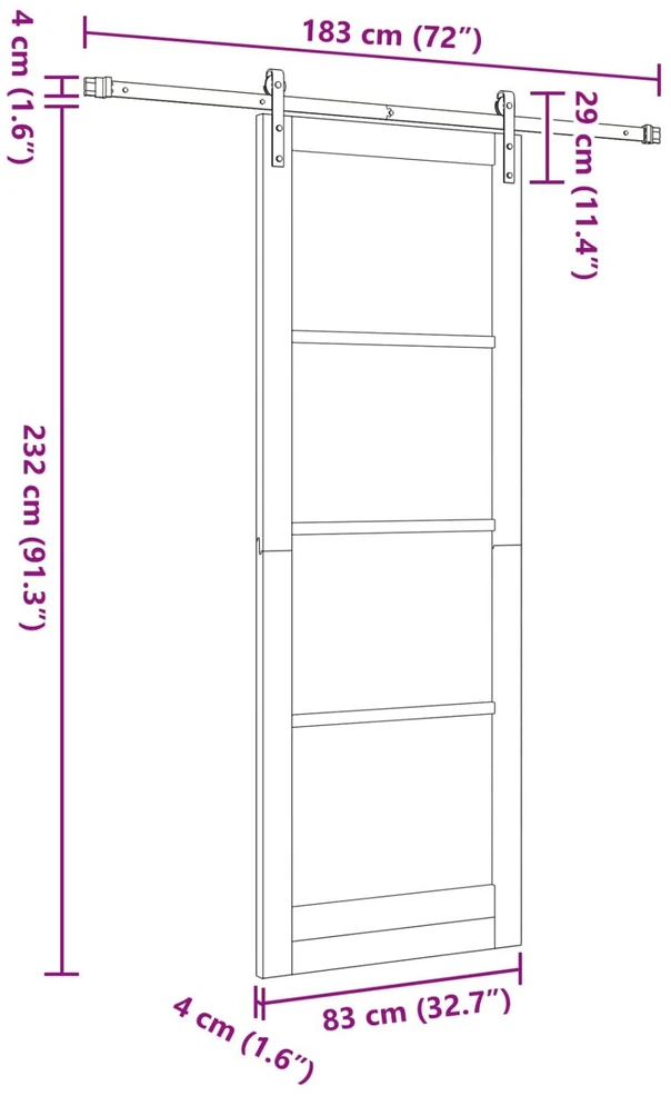 Slankios durys 83 x 232 cm Pušies medienos masyvas Balta