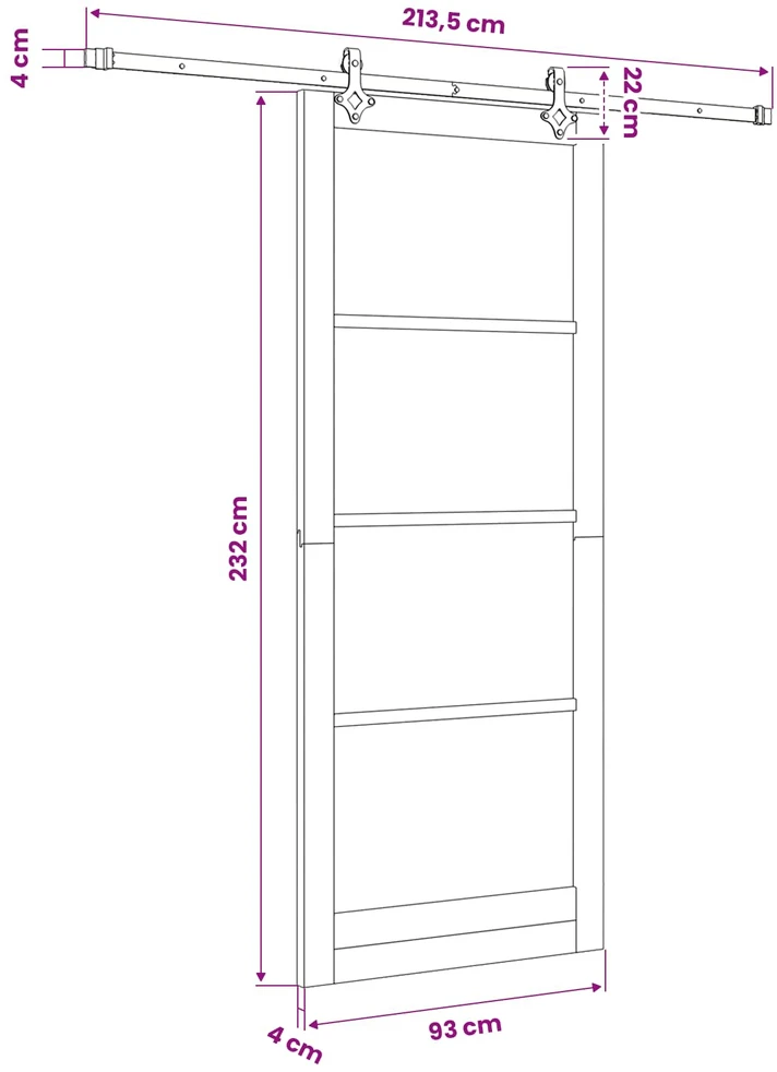 Slankios durys Balta 93 x 232 cm