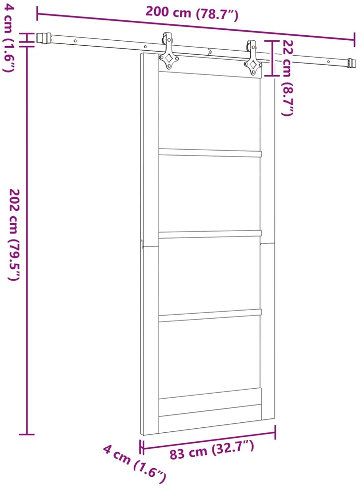 Slankios durys Balta ir juoda 83 x 202 cm