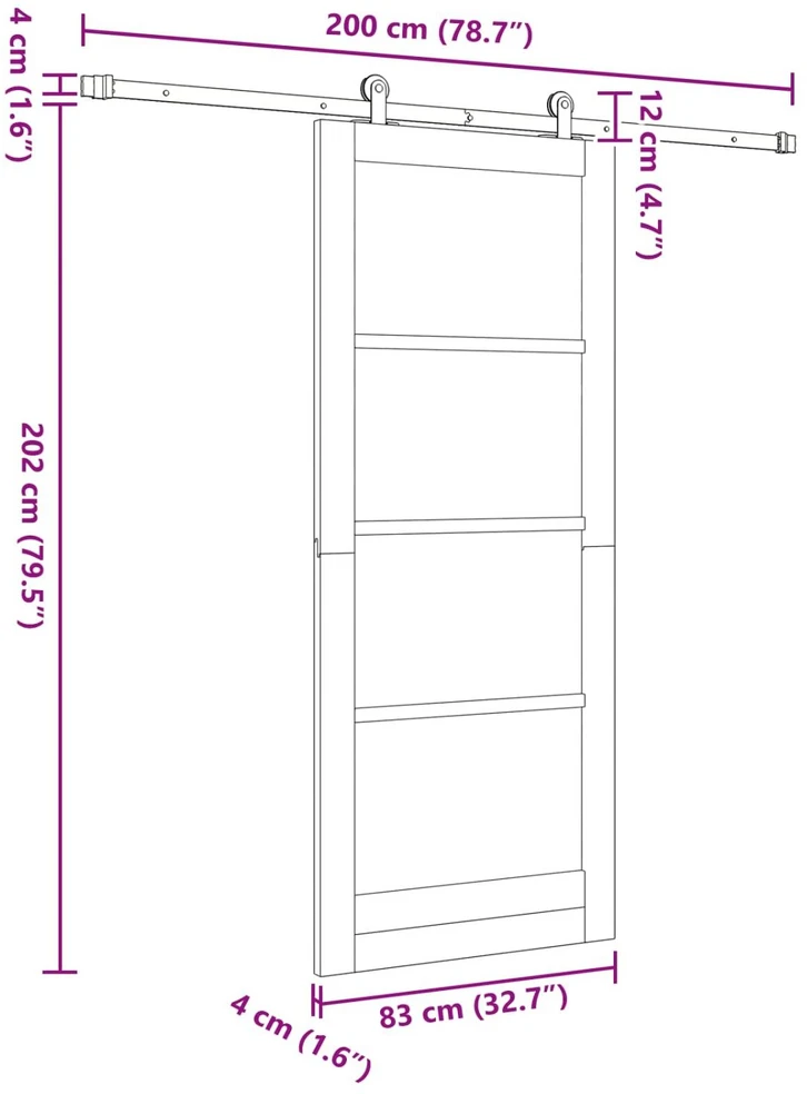 Slankios durys Balta ir juoda 83 x 202 cm